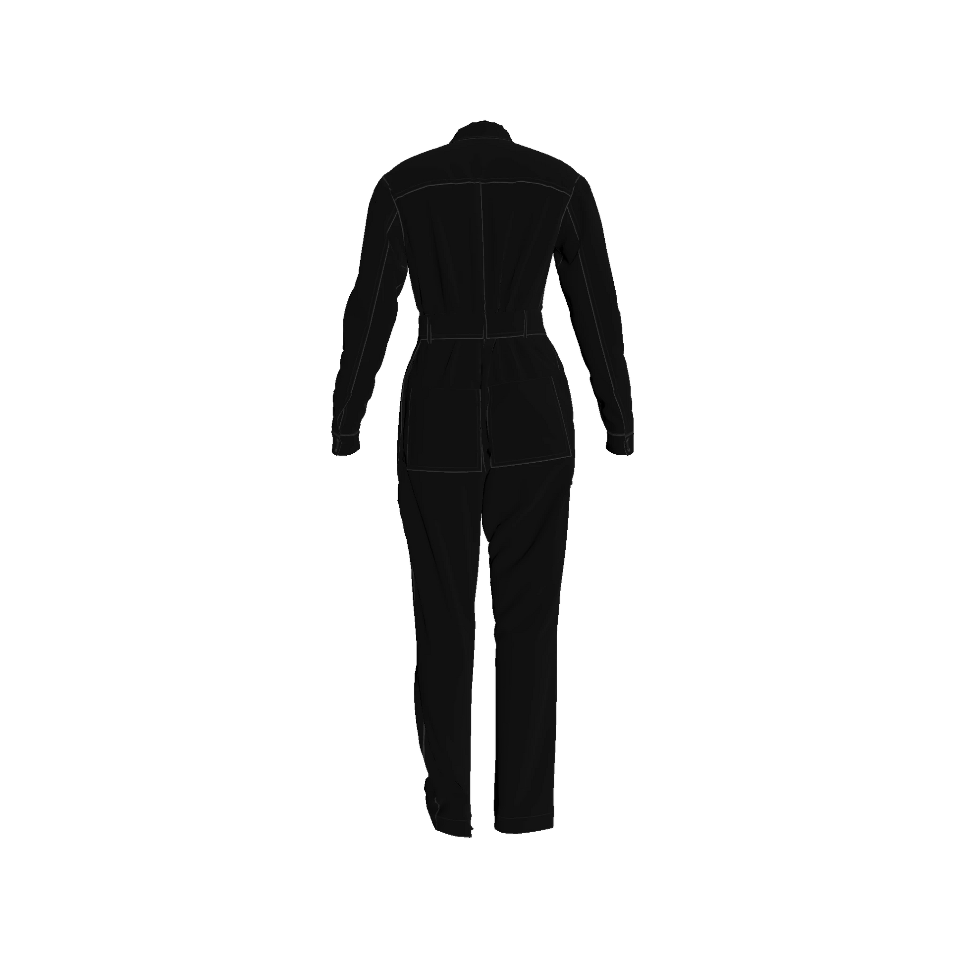 Relax Fit Woven Jumpsuit in Pure Black Pima Cotton Poplin