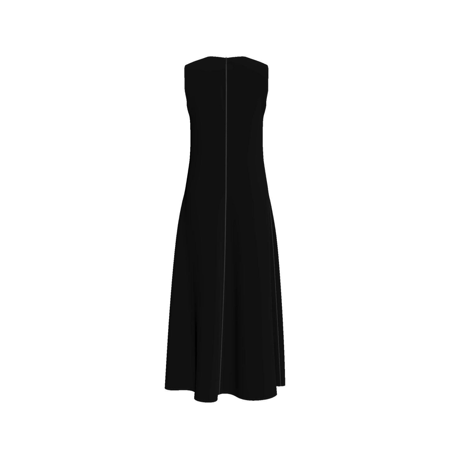 V-Neck A-Line Dress in Pure Black Ecovero Viscose Crepe