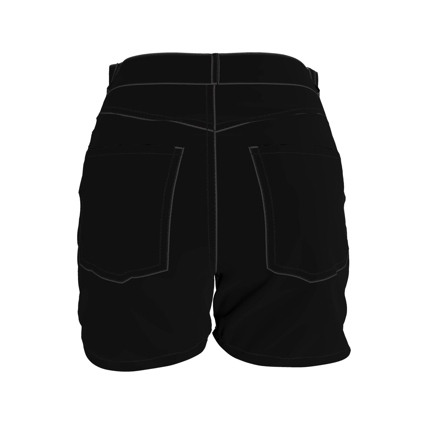 Regular Jeans Short in Pure Black Heavy Stretch Cotton Twill