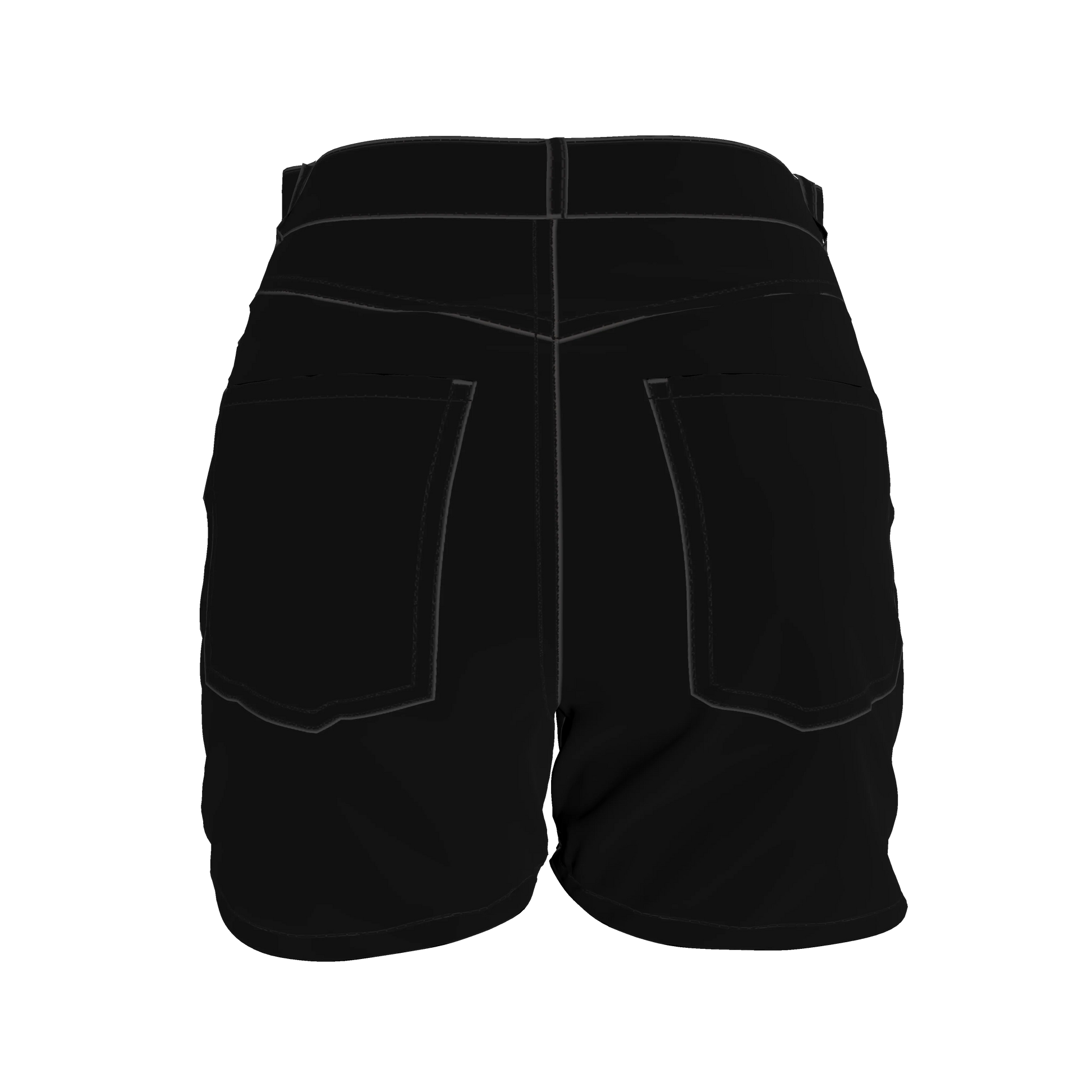 Regular Jeans Short in Pure Black Heavy Stretch Cotton Twill