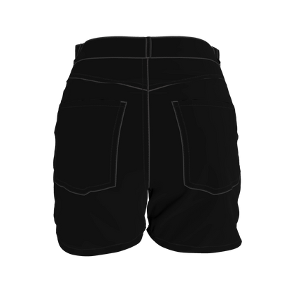 Regular Jeans Short in Pure Black Heavy Stretch Cotton Twill