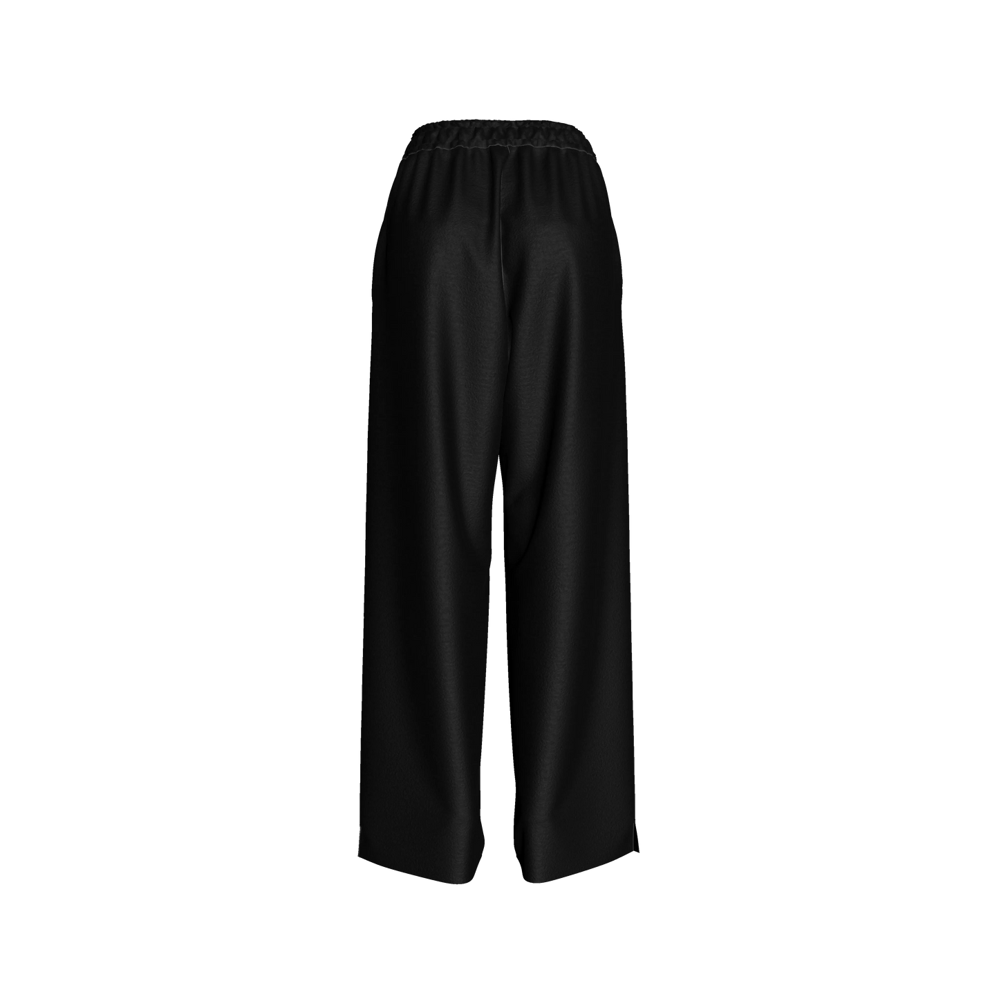 Knit Elastic Waist Draw String Pant in Pure Black Cotton-Spandex Lightweight Jersey