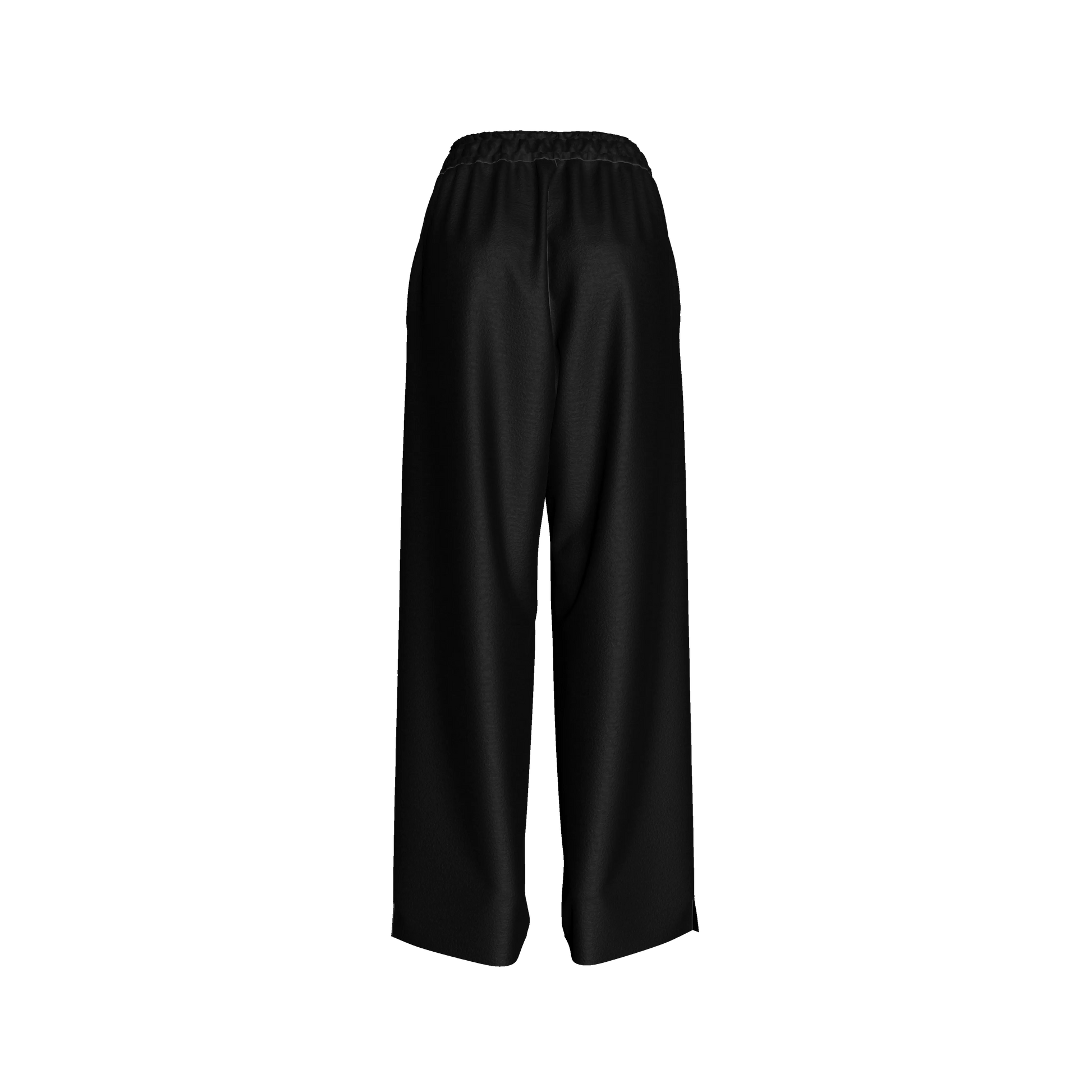 Knit Elastic Waist Draw String Pant in Pure Black Cotton-Spandex Lightweight Jersey