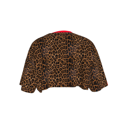 Leopard Print Crop T-shirt in Organic Cotton Jersey