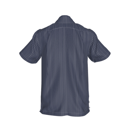 White on Dk Blue Short Sleeve Men’s Shirt with Collar