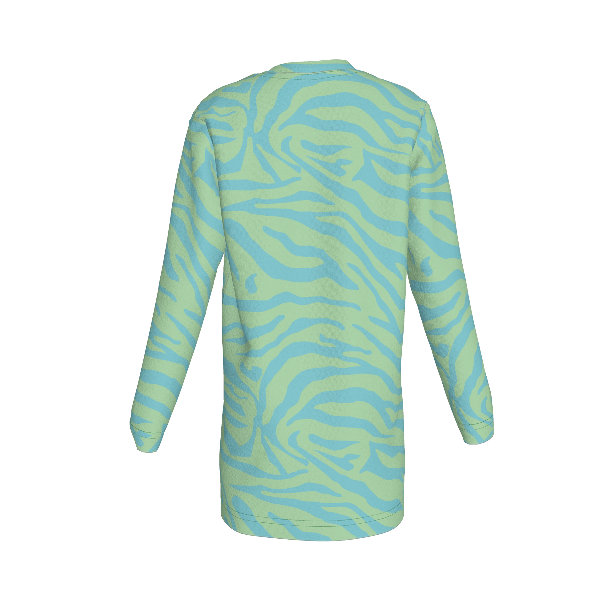 Long Sleeve T-Shirt Dress in Aqua Zebra Stripe