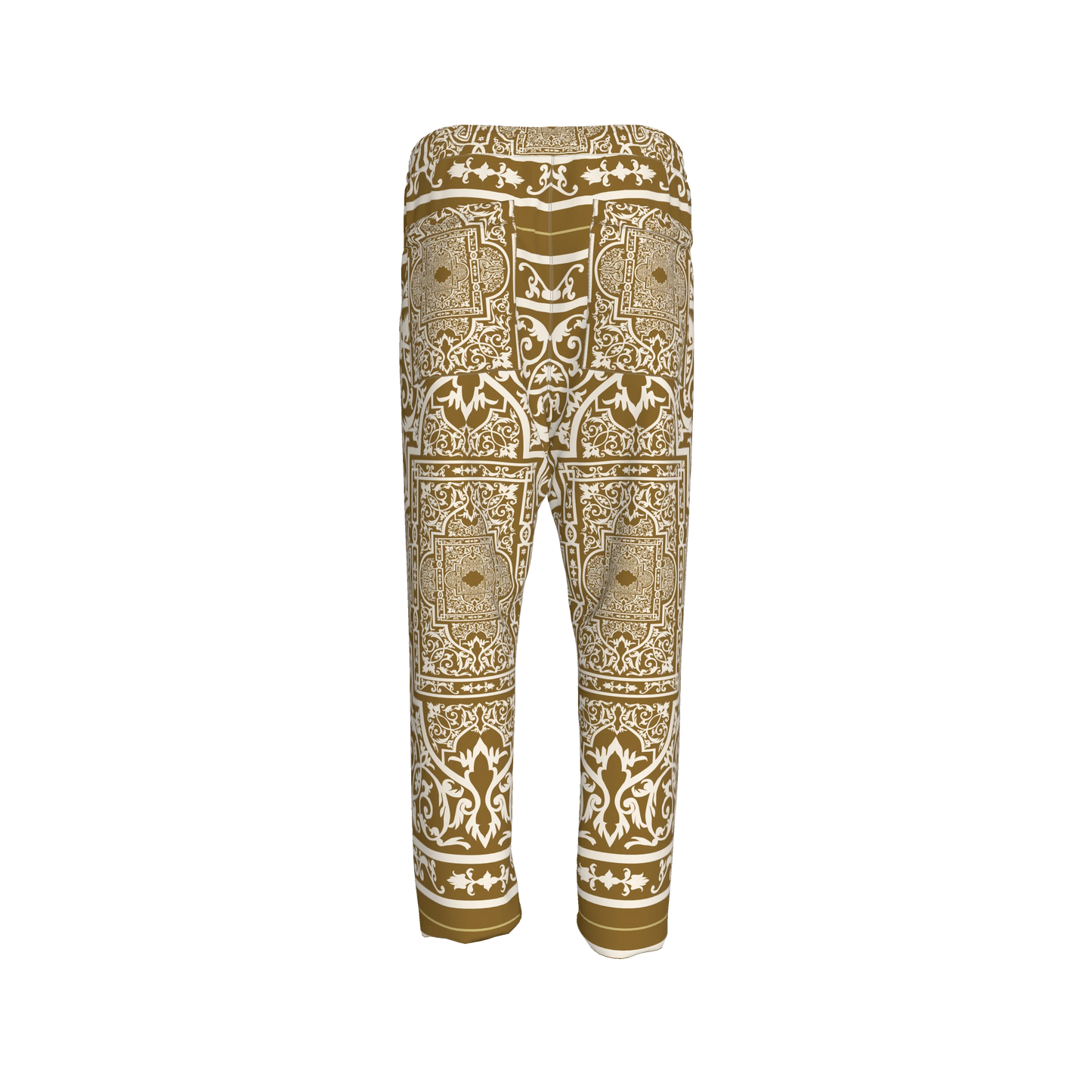 Andre Pullstring Pants: Elastic Waist Pegged Trouser in Ornate Baroque Print