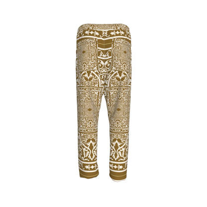 Andre Pullstring Pants: Elastic Waist Pegged Trouser in Ornate Baroque Print
