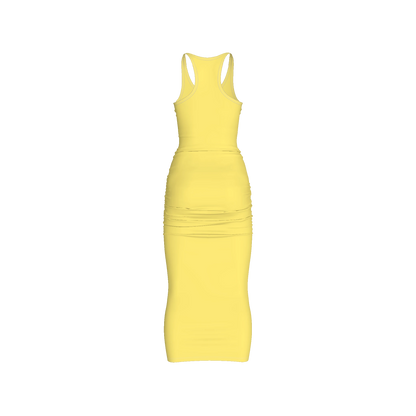 Racerback Shirred Tank Dress in Cotton-Spandex Jersey