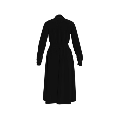 Button Front Shirt Dress in Pure Black Pima Cotton Poplin