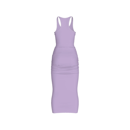 Racerback Shirred Tank Dress in Cotton-Spandex Jersey