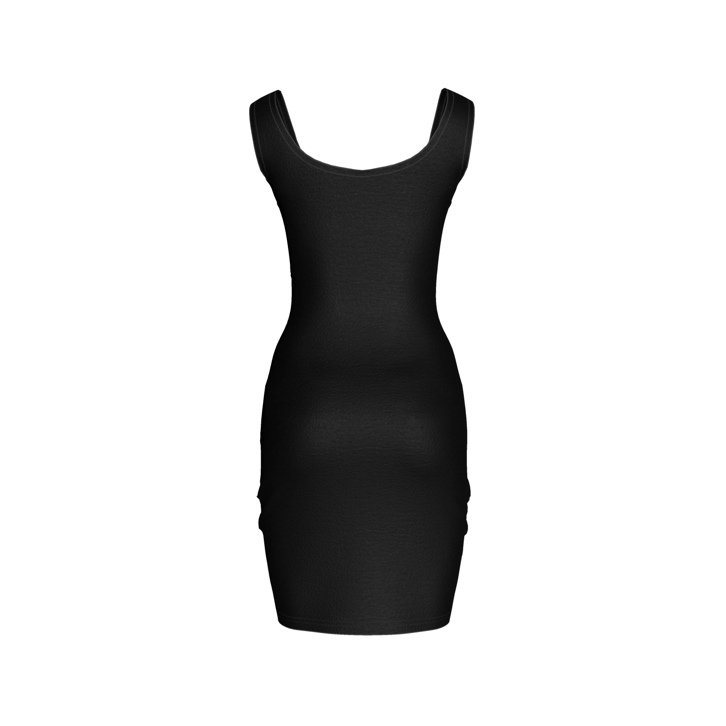 Body Con Tank Dress in Pure Black Cotton-Spandex Jersey