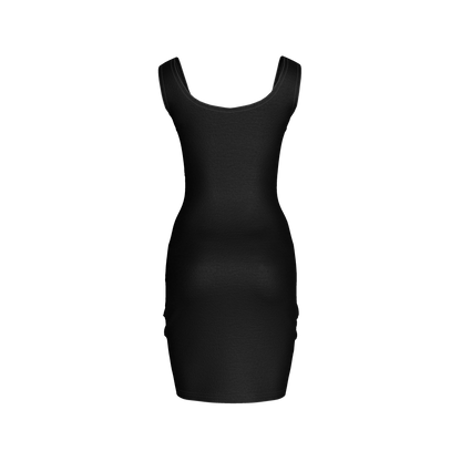 Body Con Tank Dress in Pure Black Cotton-Spandex Jersey