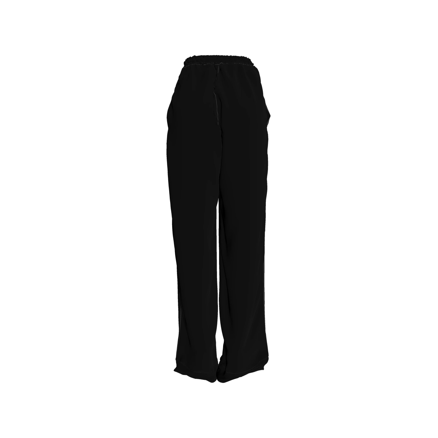 Draw String Pajama Pants in Pure Black Pima Cotton Poplin