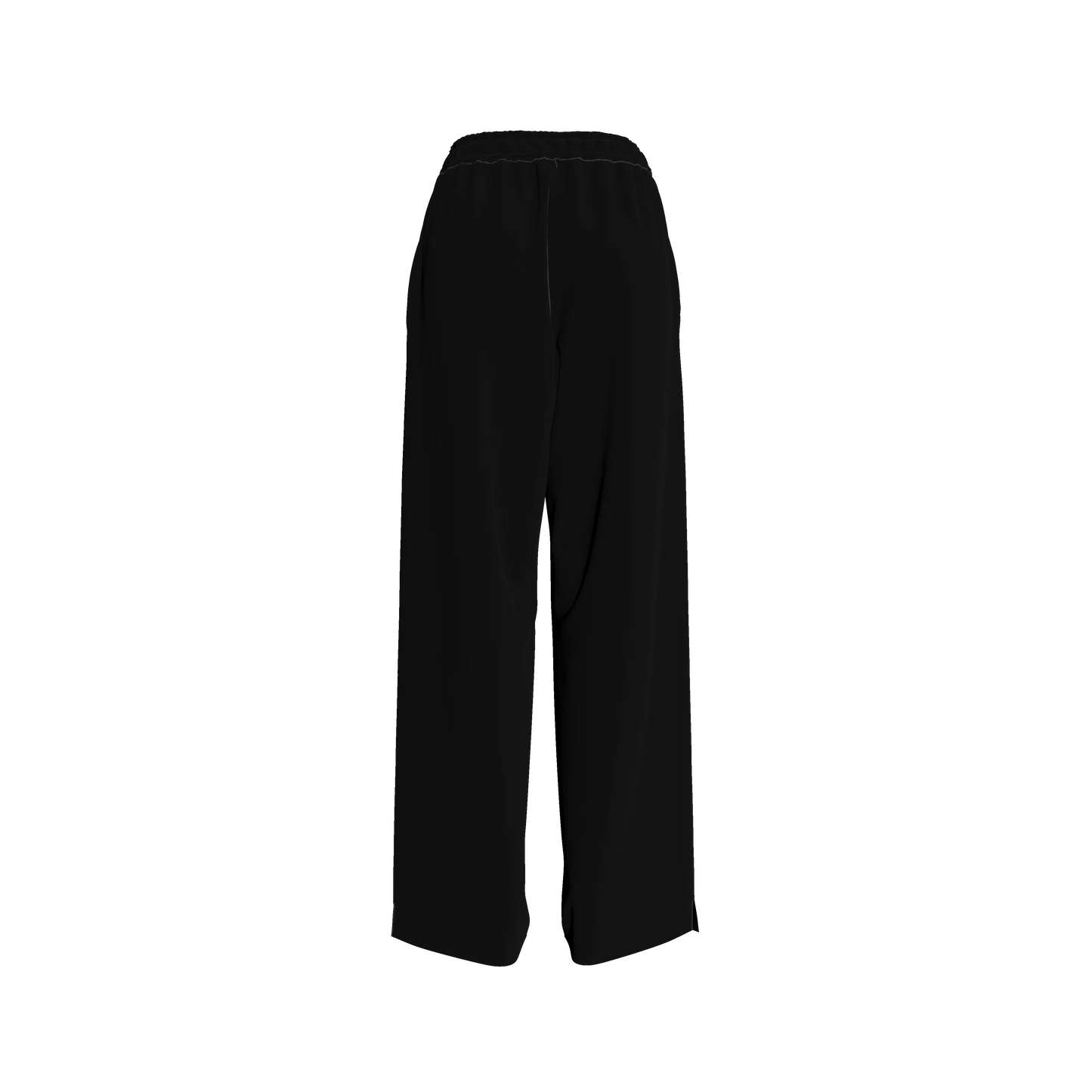 Knit Elastic Waist Draw String Pant in Pure Black Rayon French Terry