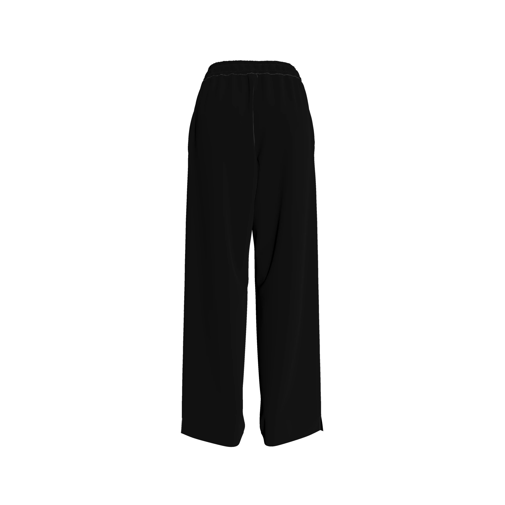 Knit Elastic Waist Draw String Pant in Pure Black Rayon French Terry