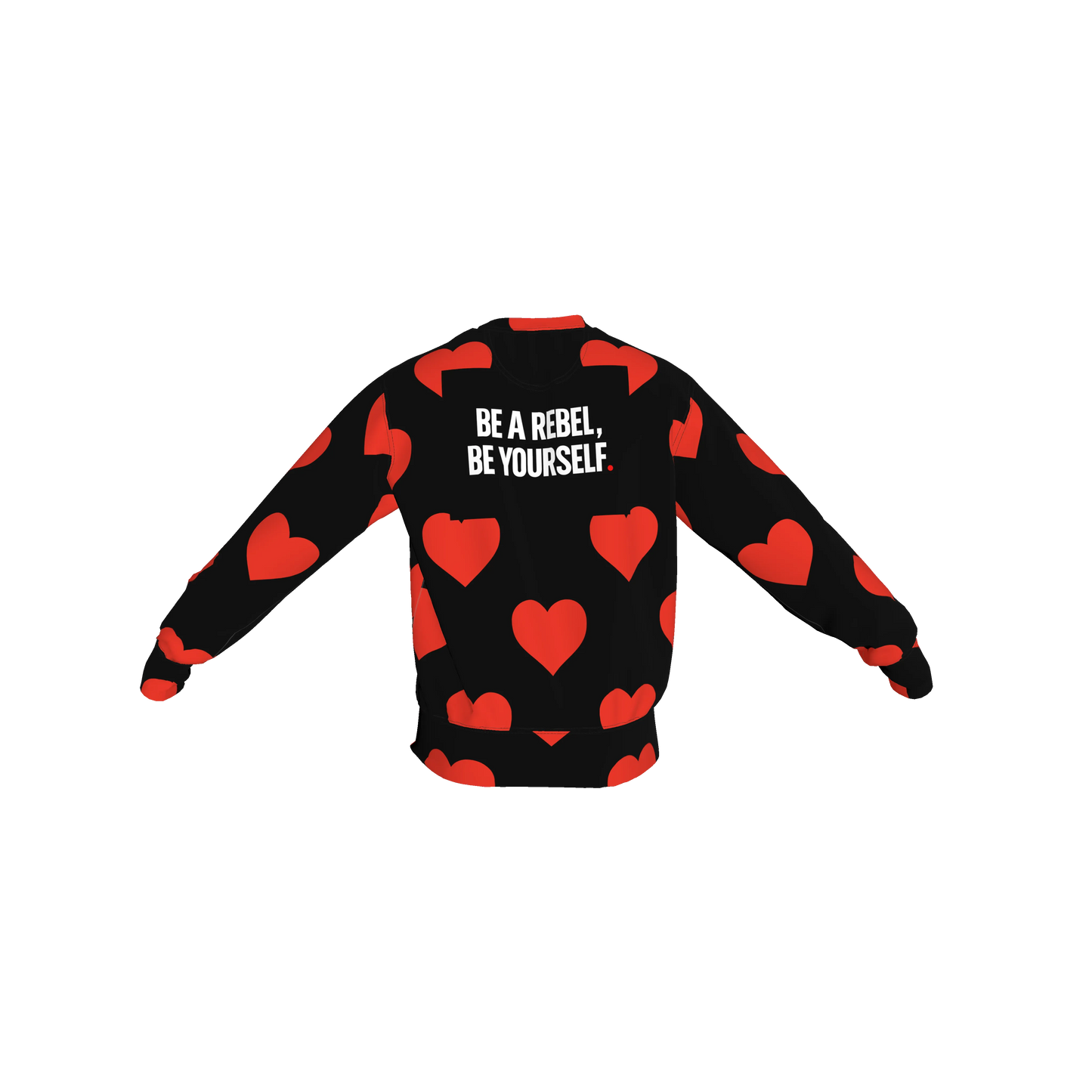 Crew Neck Sweatshirt with Inset V – Red Hearts Print