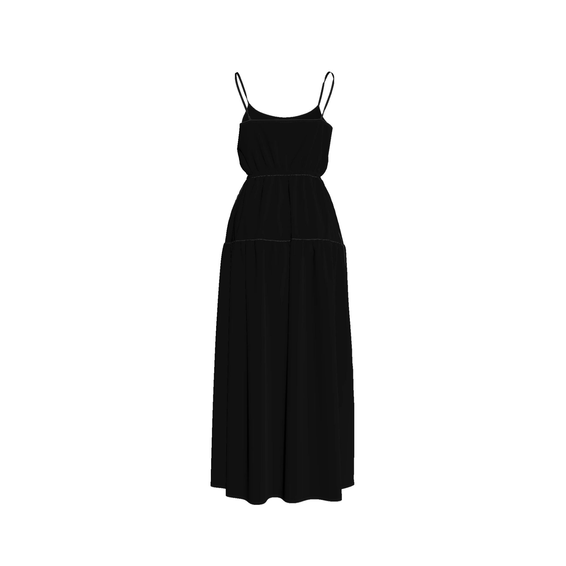 Maxi Dress with Waist Tie in Pure Black Ecovero Viscose Crepe