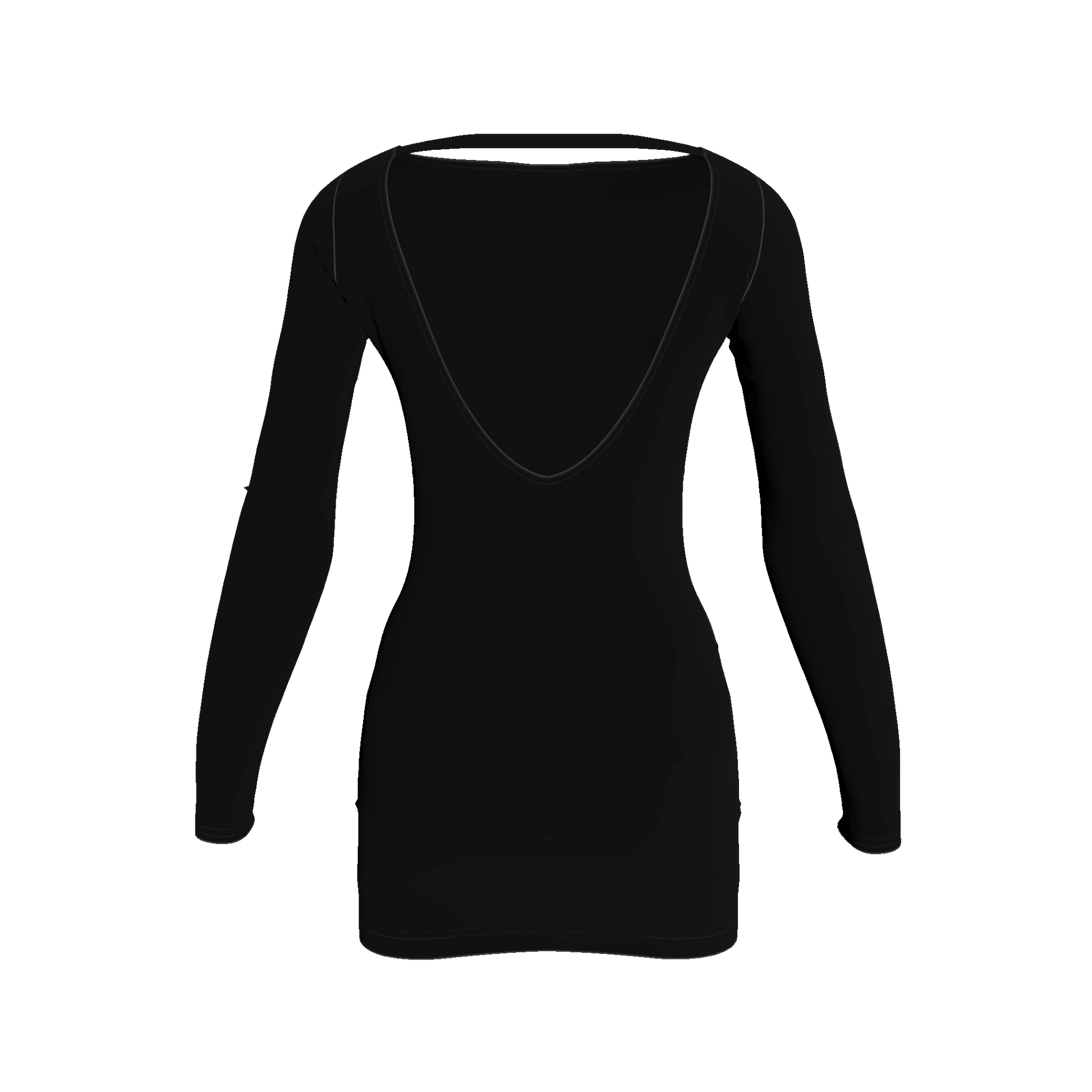 Mini Dress With Scooped Back in Pure Black Cotton Spandex Lightweight Jersey