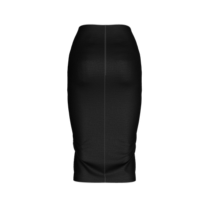 Body Con Knit Skirt in Pure Black Cotton-Spandex Lightweight Jersey