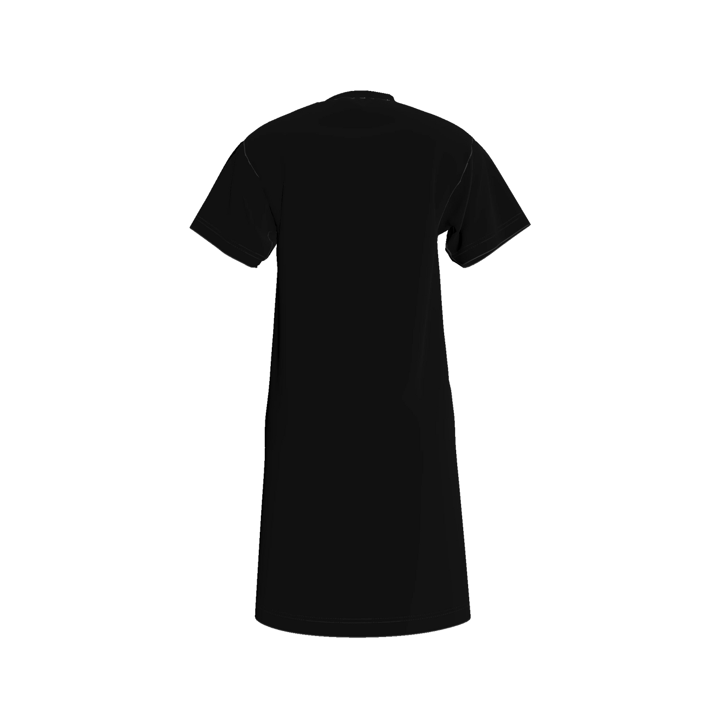 Knee Length T-Shirt Dress in Pure Black Cotton-Spandex Jersey