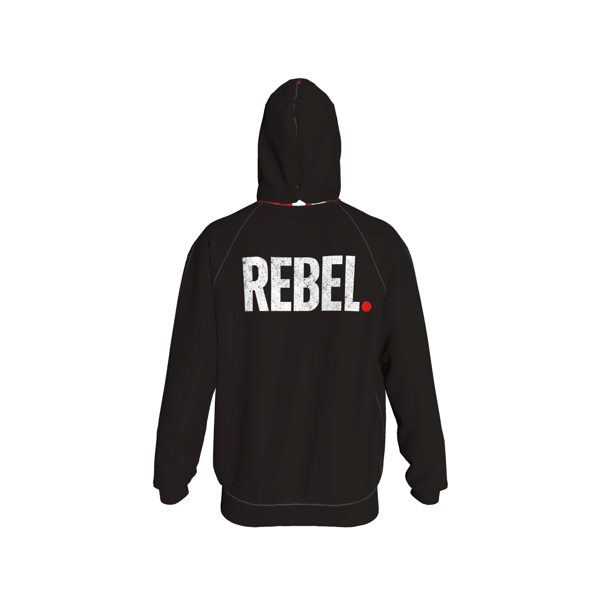 Black Hoodie Rebel front and back - Half Raglan Sweatshirt Hoodie