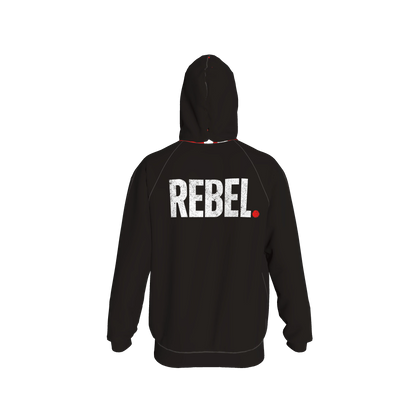 Black Hoodie Rebel front and back - Half Raglan Sweatshirt Hoodie