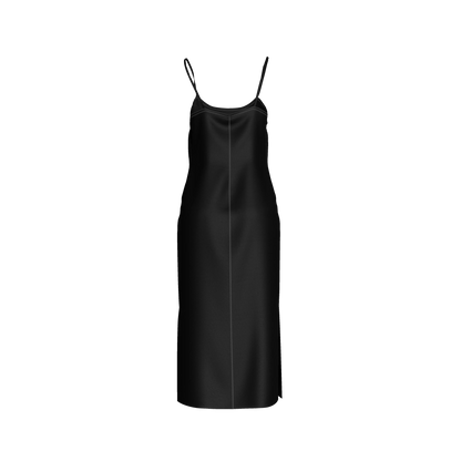 Darted Slip Dress in Pure Black Ecovero Crepe