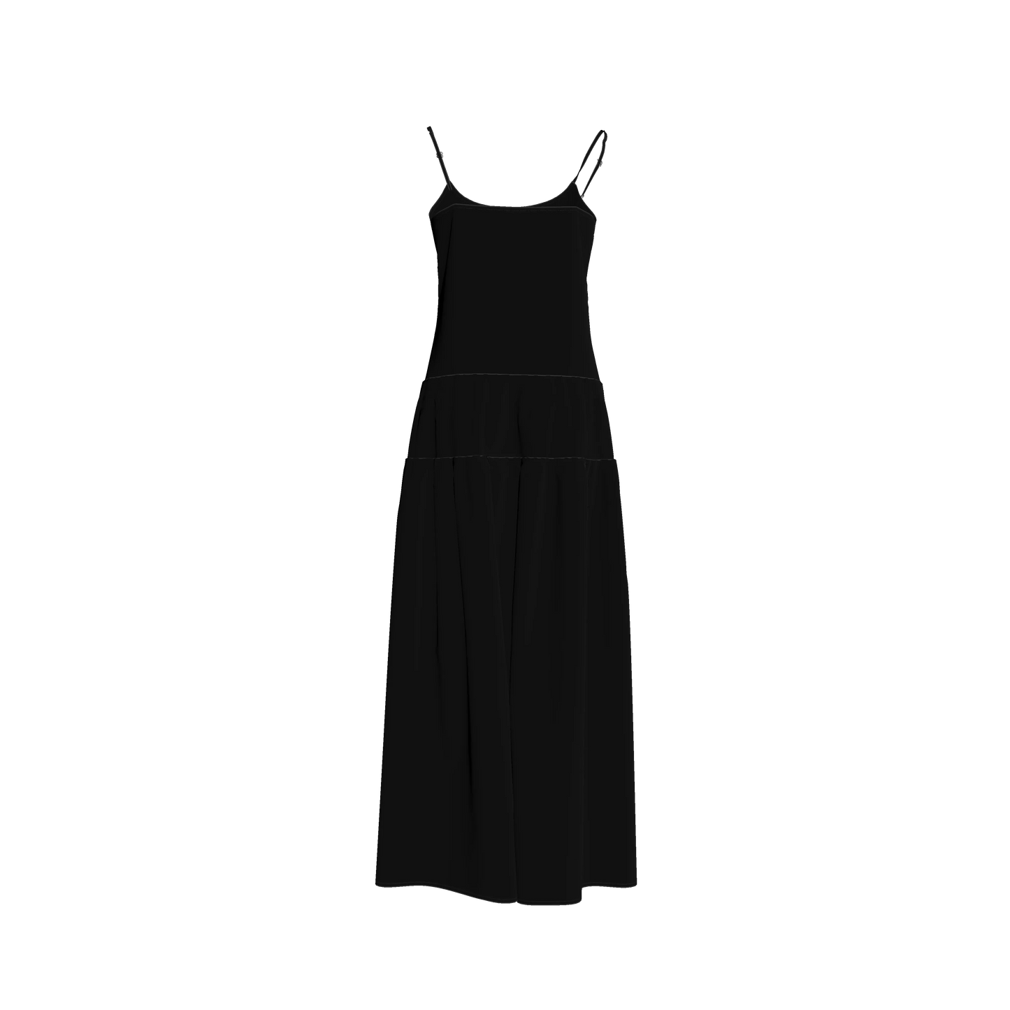 The Exponential Maxi Dress in Pure Black Pima Cotton Poplin