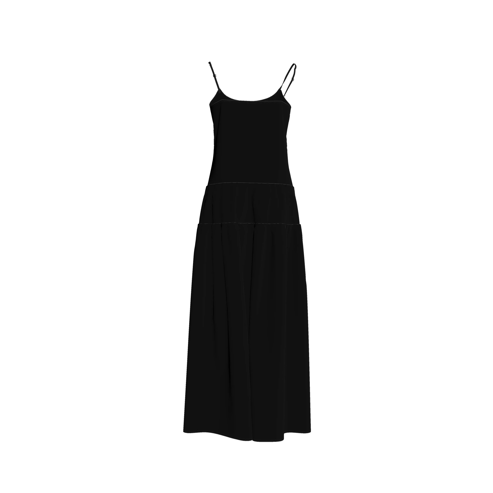 The Exponential Maxi Dress in Pure Black Pima Cotton Poplin