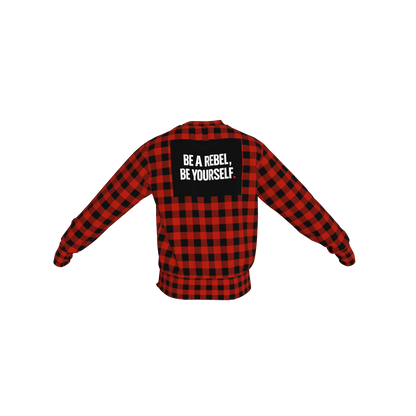 Crew Neck Sweatshirt with Inset V – Buffalo Check