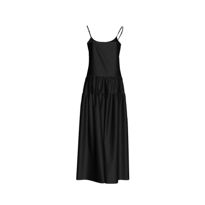 The Exponential Maxi Dress in Pure Black Ecovero Viscose Crepe