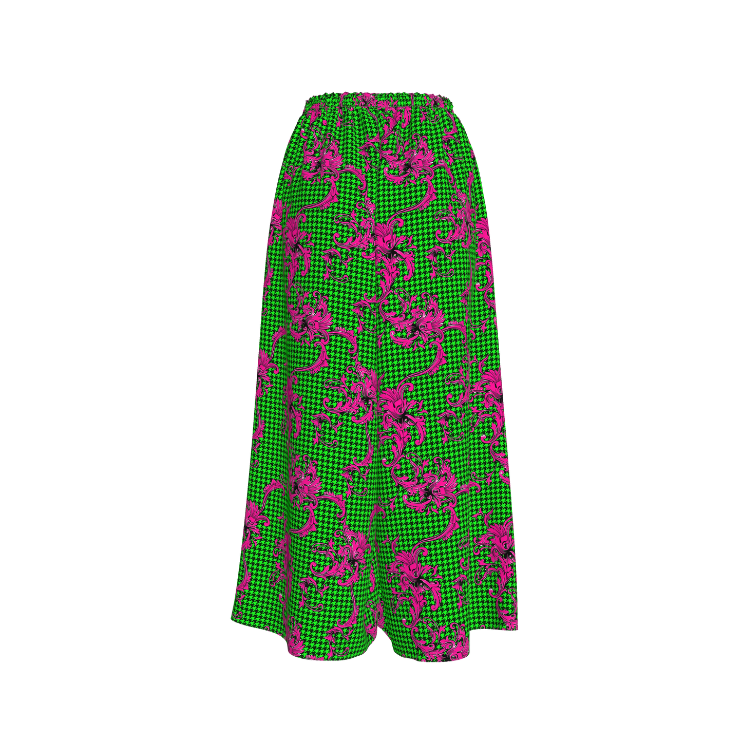 Pink & Green Houndstooth Palazzo Pants