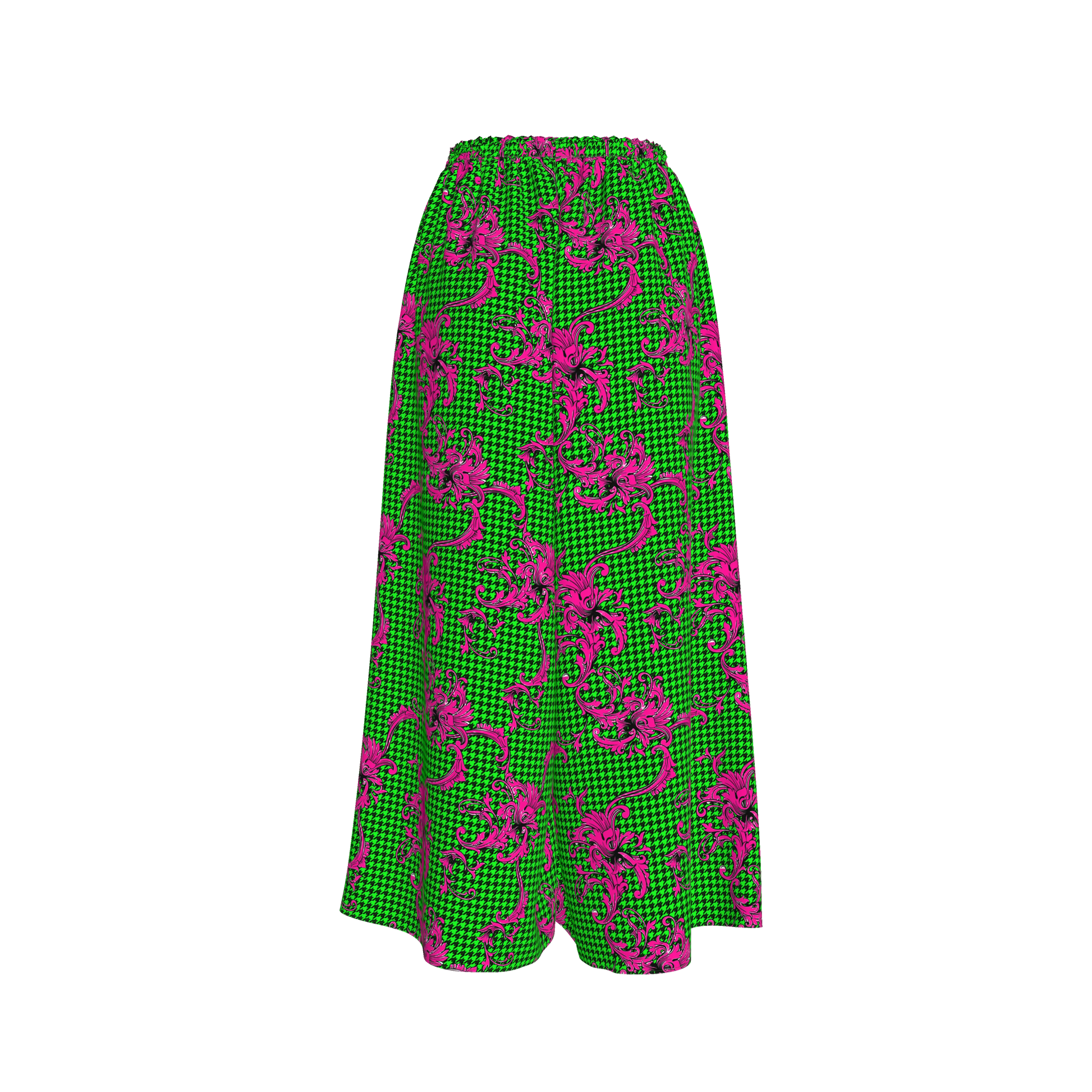 Pink & Green Houndstooth Palazzo Pants