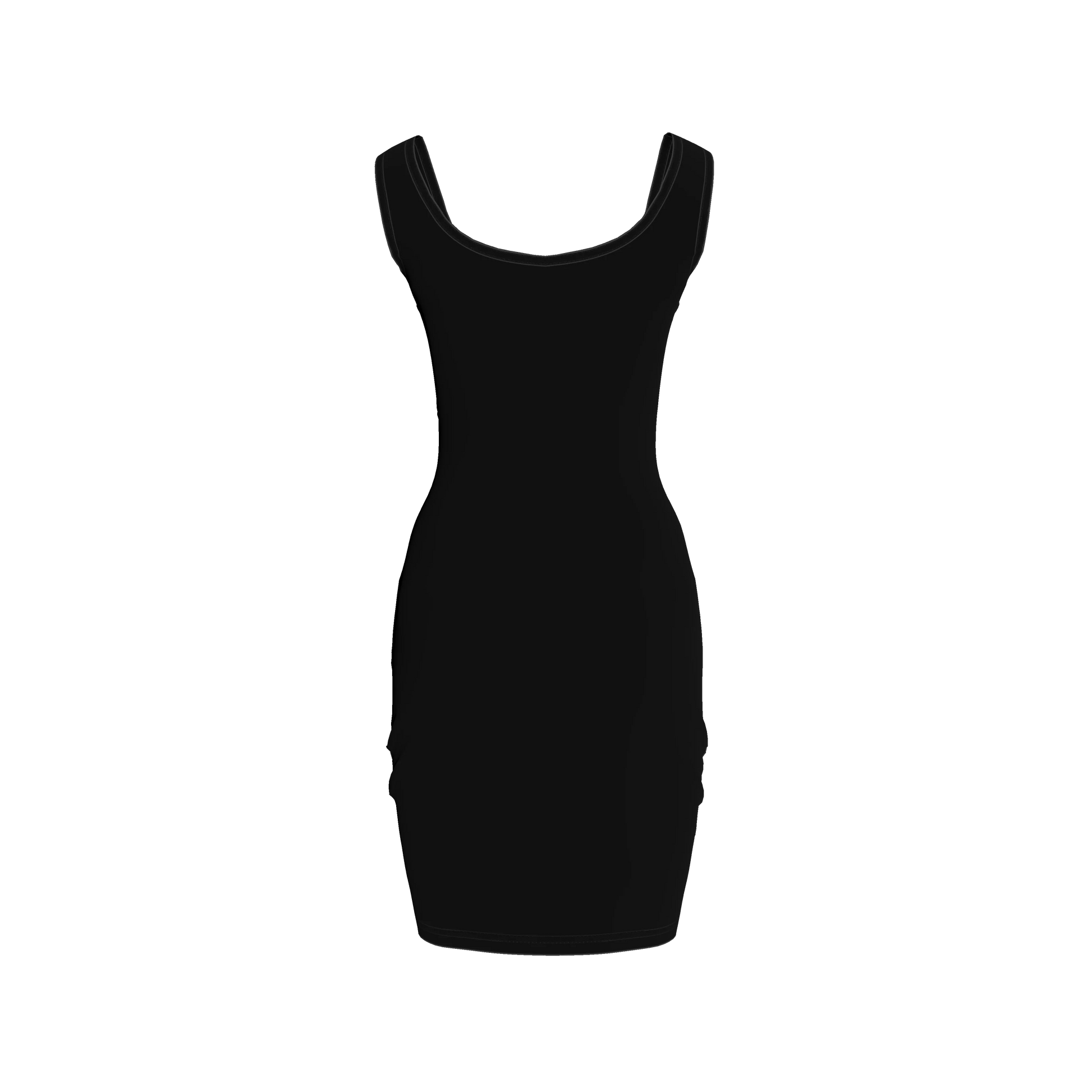 Body Con Tank Dress in Pure Black Rayon French Terry
