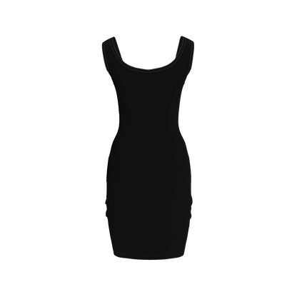Body Con Tank Dress in Pure Black Rayon French Terry