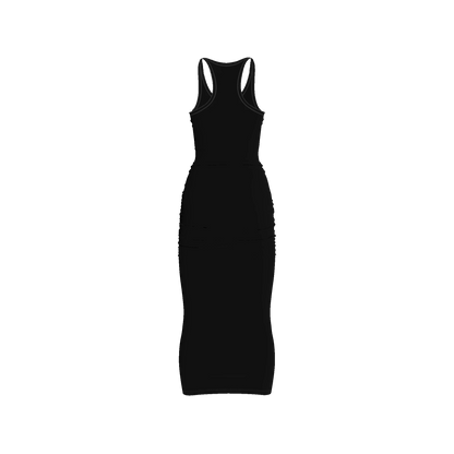 Racerback Shirred Tank Dress in Cotton-Spandex Jersey