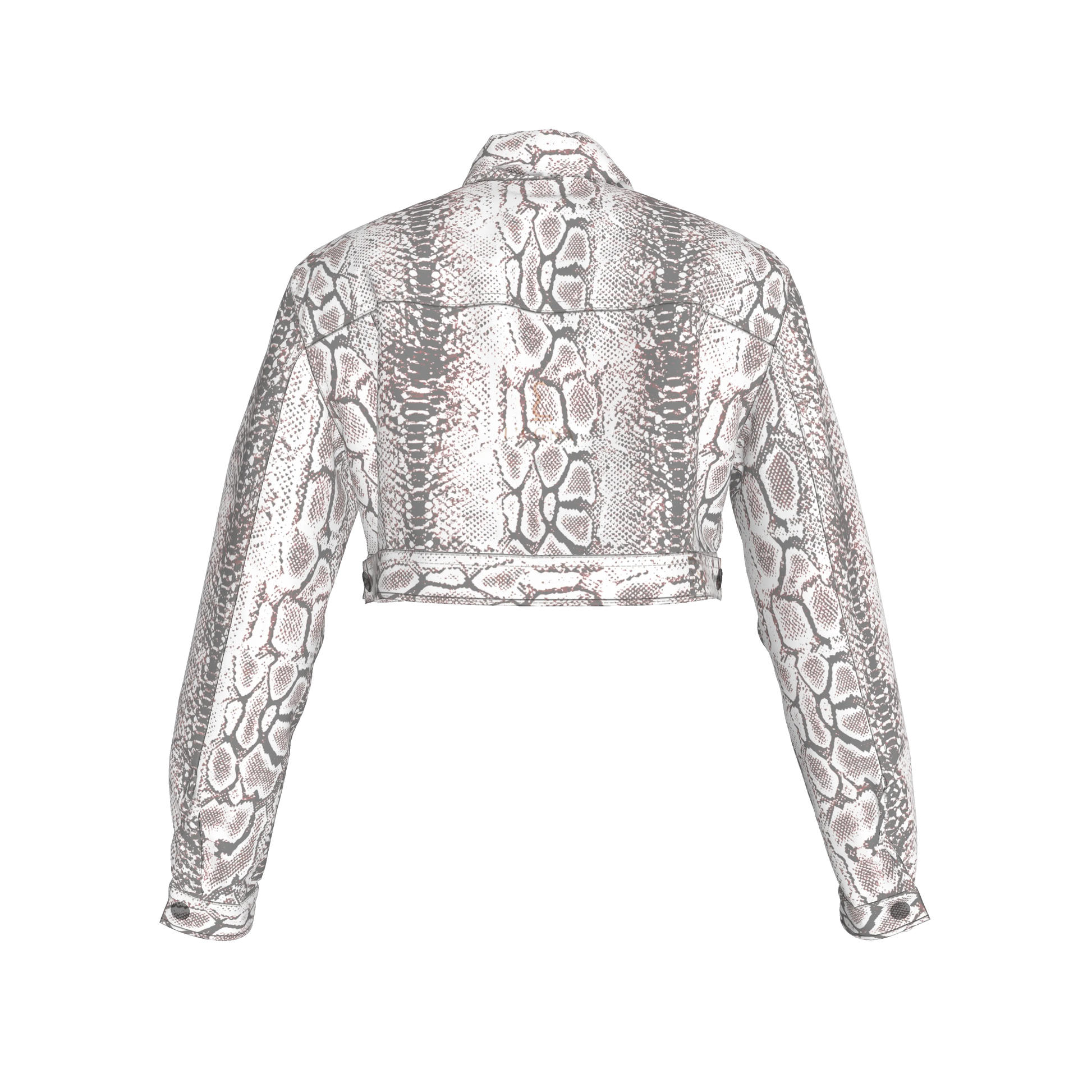 L'EGNA RISING SNAKESKIN Cropped Jean Jacket