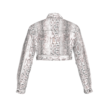 L'EGNA RISING SNAKESKIN Cropped Jean Jacket