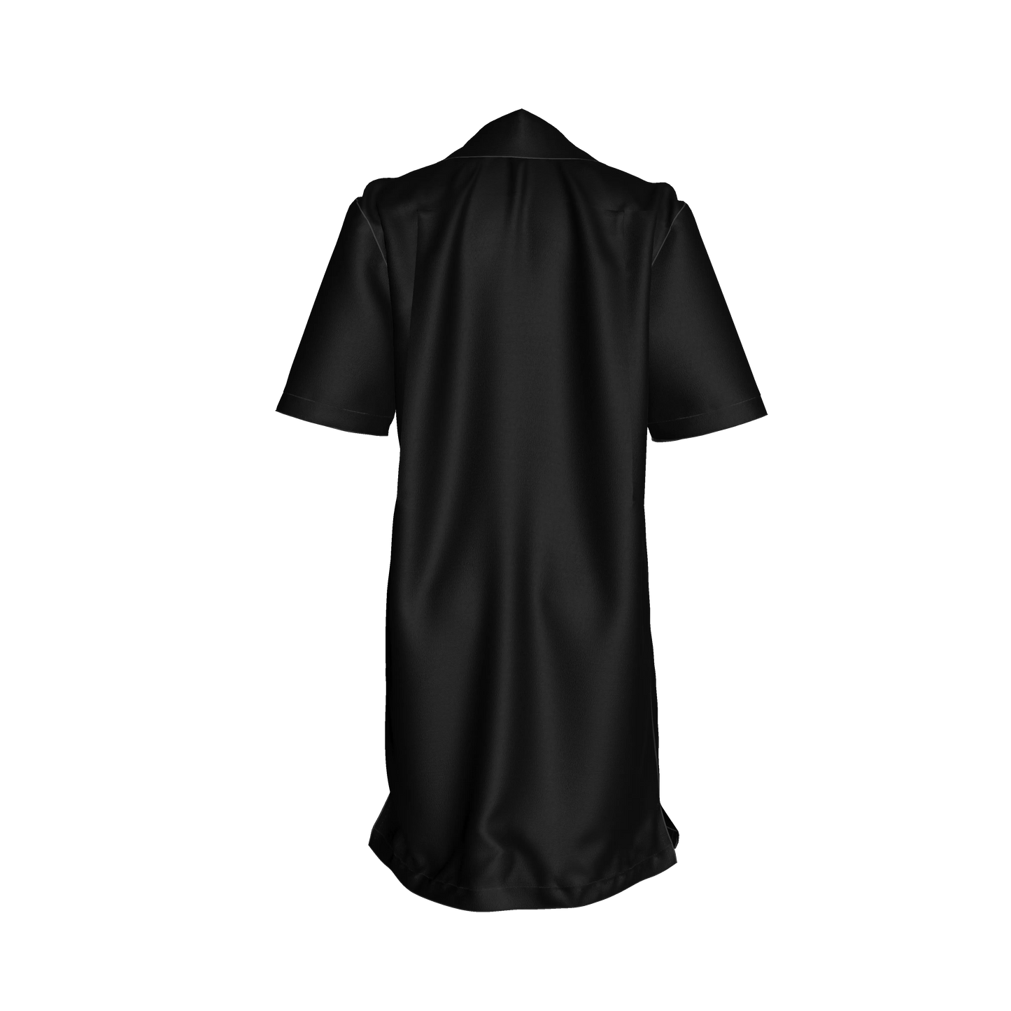 Camp Collar Dress in Pure Black Ecovero Viscose Crepe