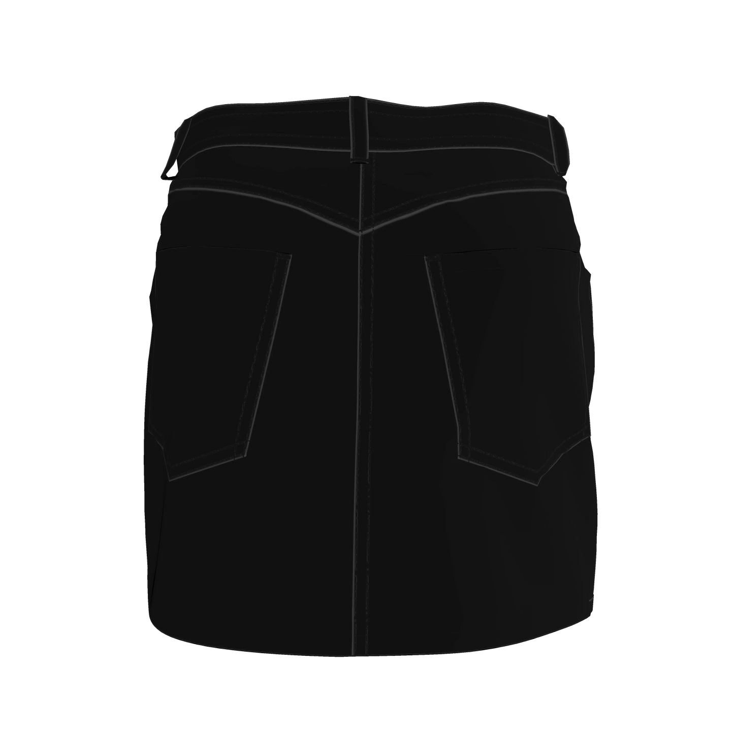 Denim Mini Skirt in Pure Black Heavy Stretch Cotton Twill