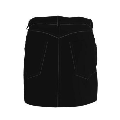 Denim Mini Skirt in Pure Black Heavy Stretch Cotton Twill
