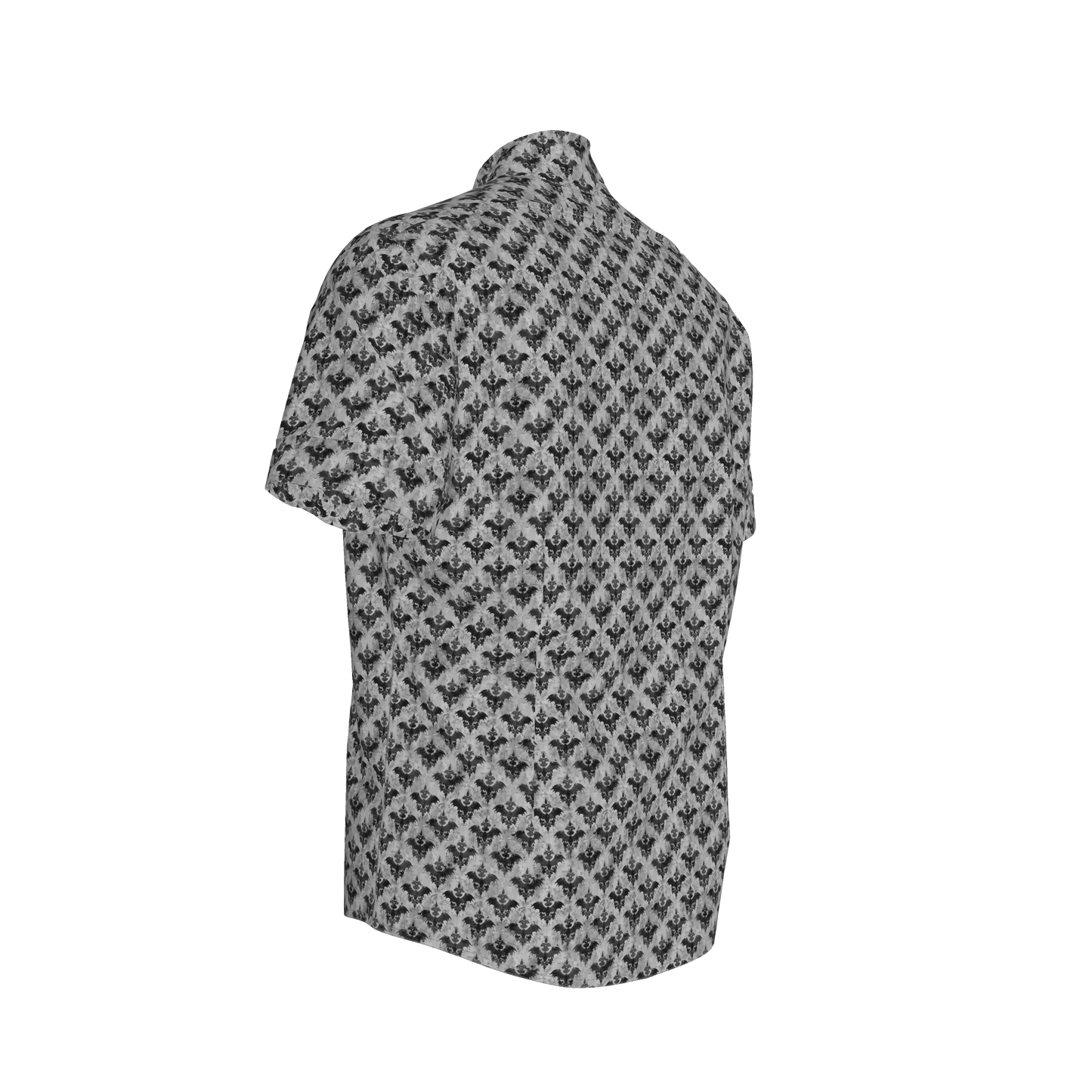 Bat Damask Short Sleeve Casual Shirt