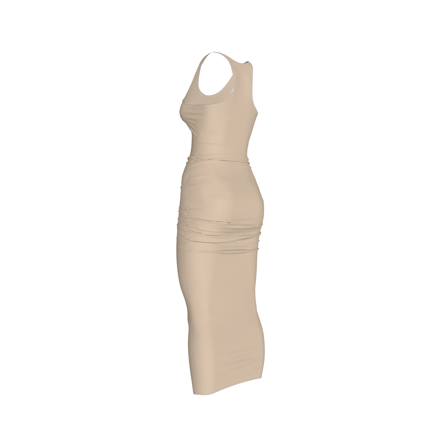 Racerback Shirred Tank Dress in Cotton-Spandex Jersey