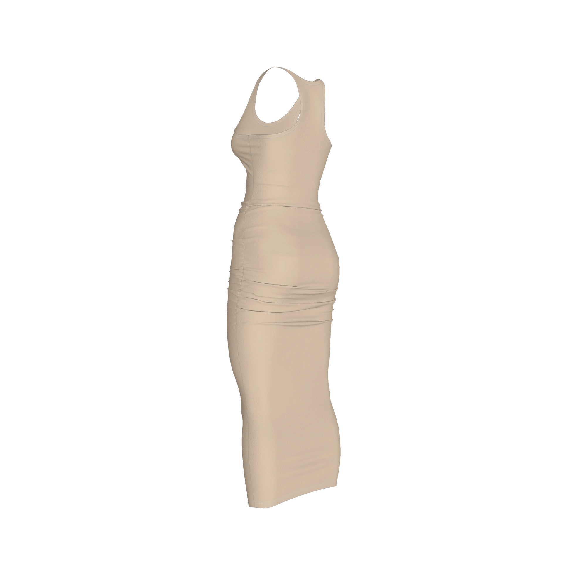 Racerback Shirred Tank Dress in Cotton-Spandex Jersey