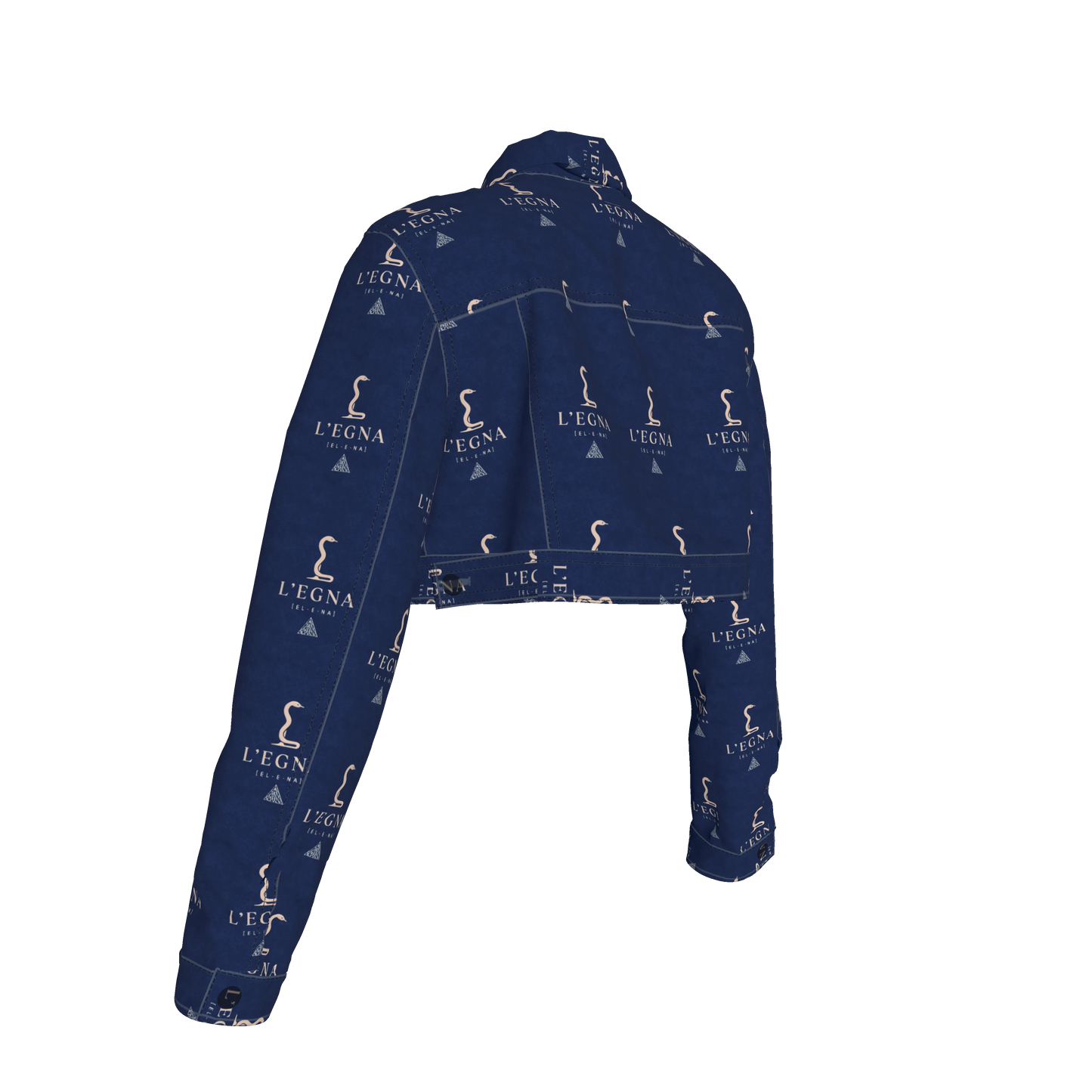 L'EGNA RISING BLUEBLOOD Cropped Jean Jacket (ALL-OVER PRINT)