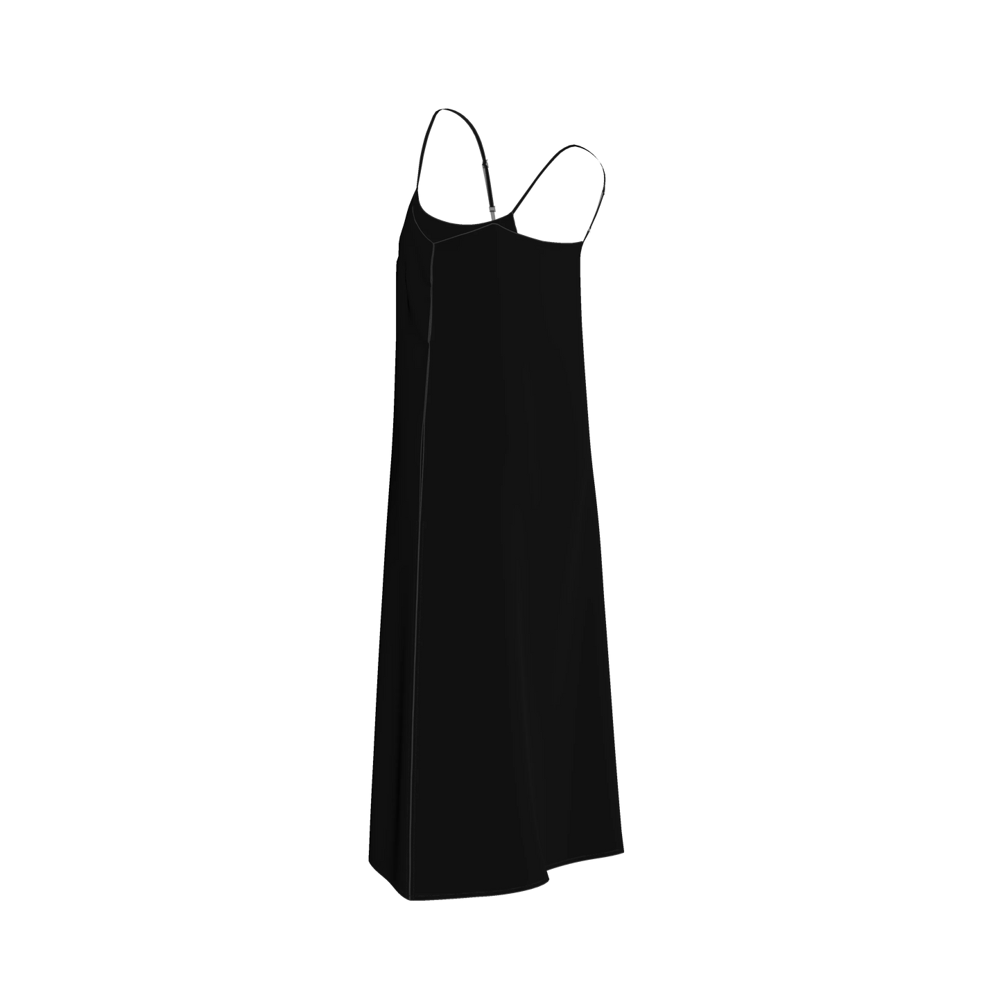 Pure Black Slip Dress in Ecovero Viscose Crepe