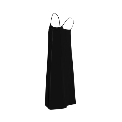 Pure Black Slip Dress in Ecovero Viscose Crepe