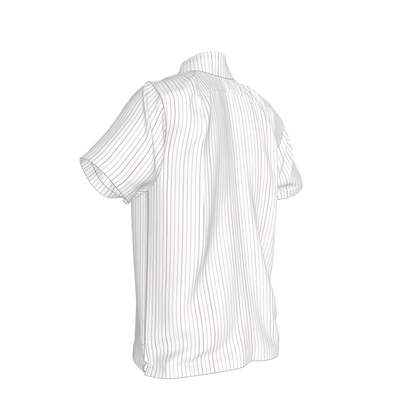 White on Black Trim Pinstripe on Short Sleeve Men’s Shirt with Collar