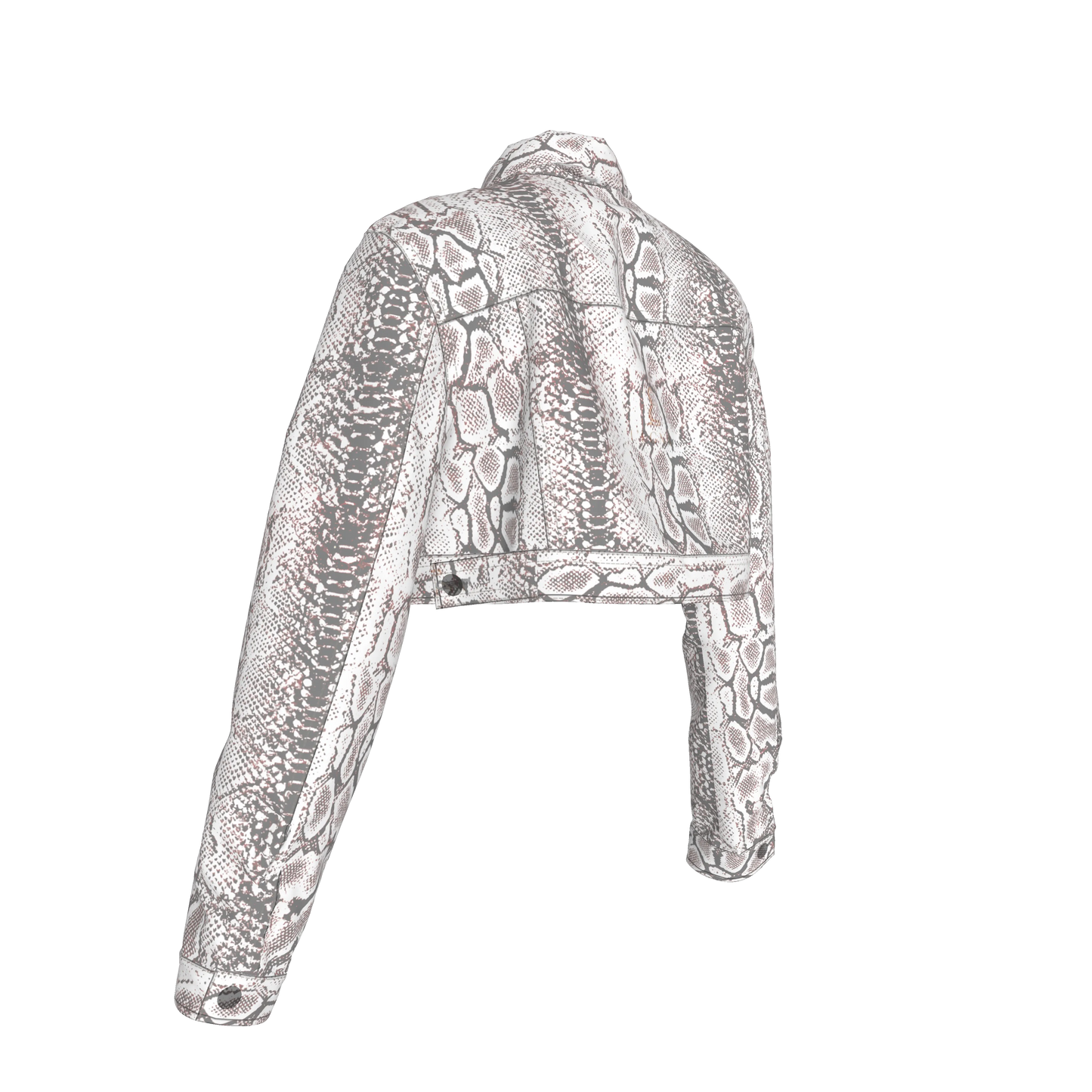 L'EGNA RISING SNAKESKIN Cropped Jean Jacket